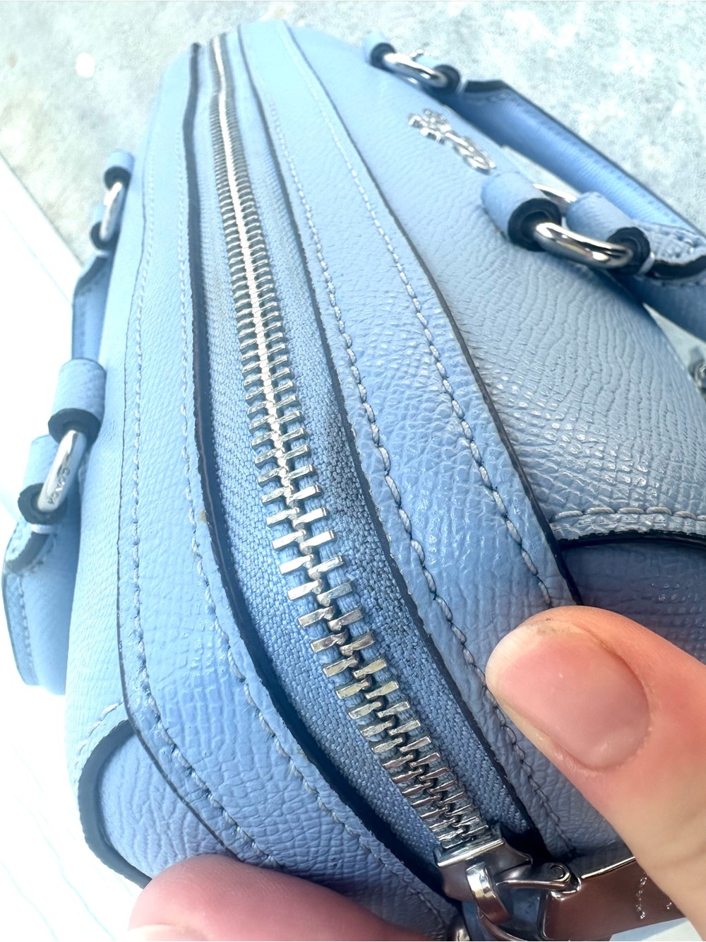 COACH Rowan Gray Twilight Blue Leather Crossbody Purse Bag Silver Hardware 79946 - Picture 17 of 17